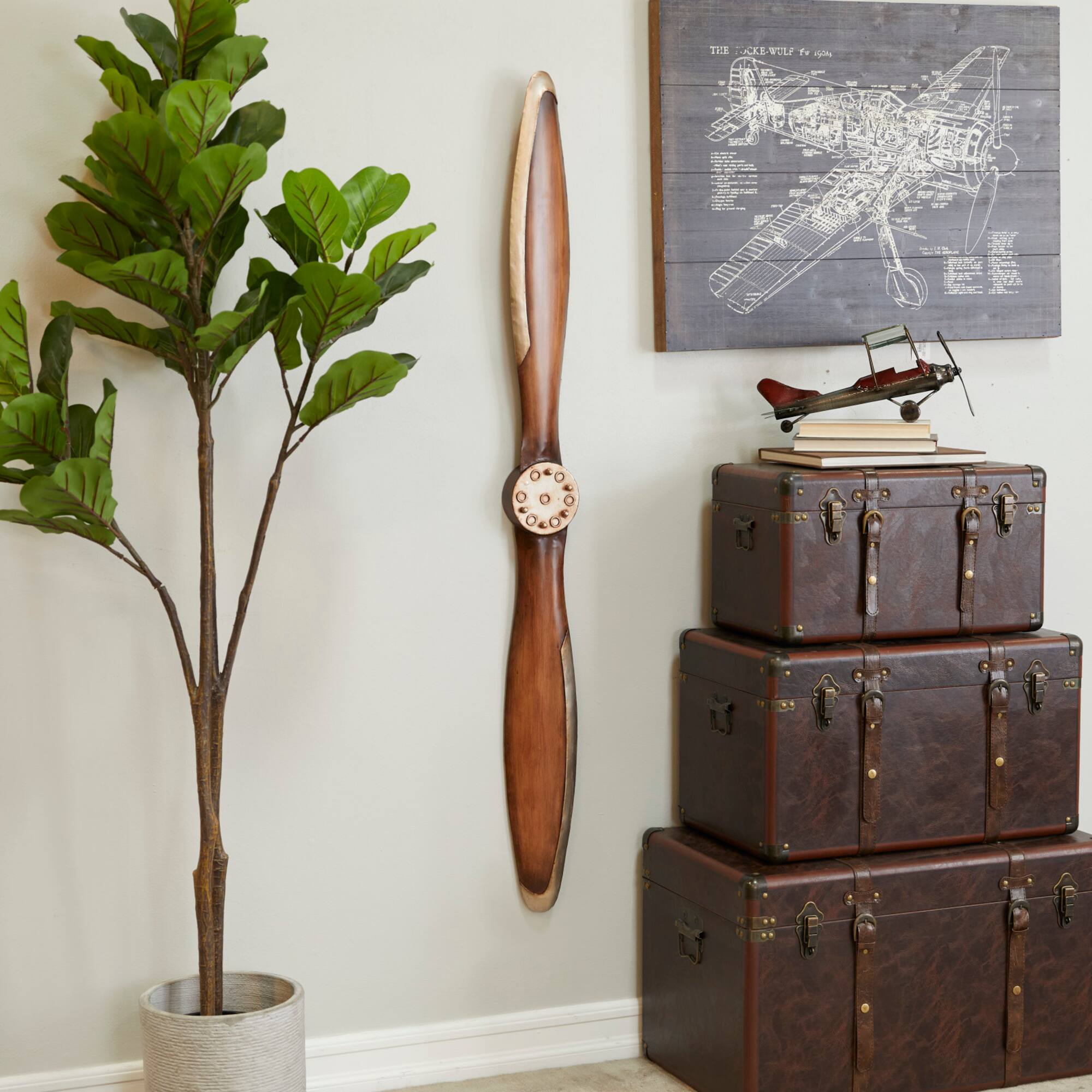Brown Industrial Wall Decor, 5" x 2" x 56"